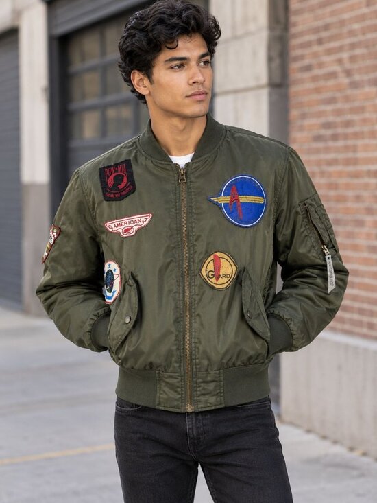 American Stitch Other - American Stitch Men's White Aviator Bomber Flight Jacket SM Army Patches F3 USA